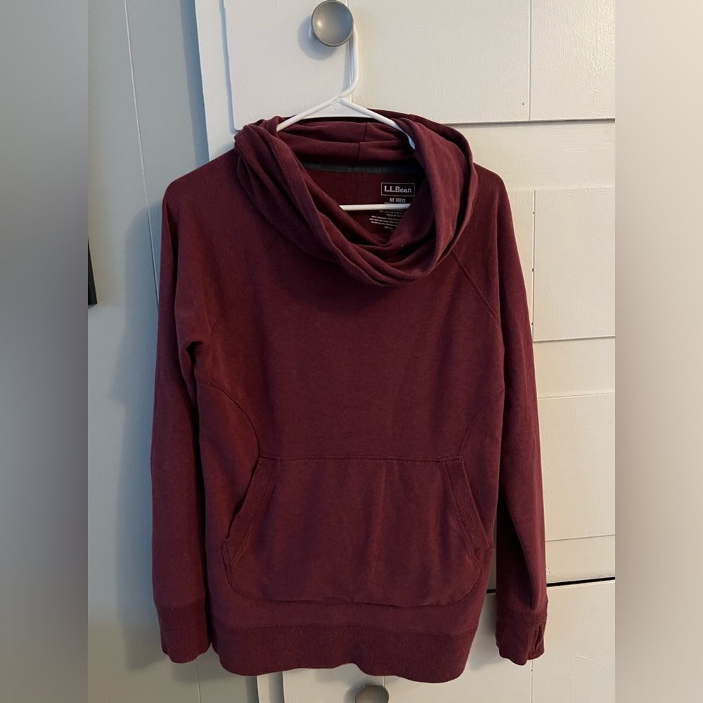 L.L. Bean cowl neck hoodie. Maroon color. Size medium.